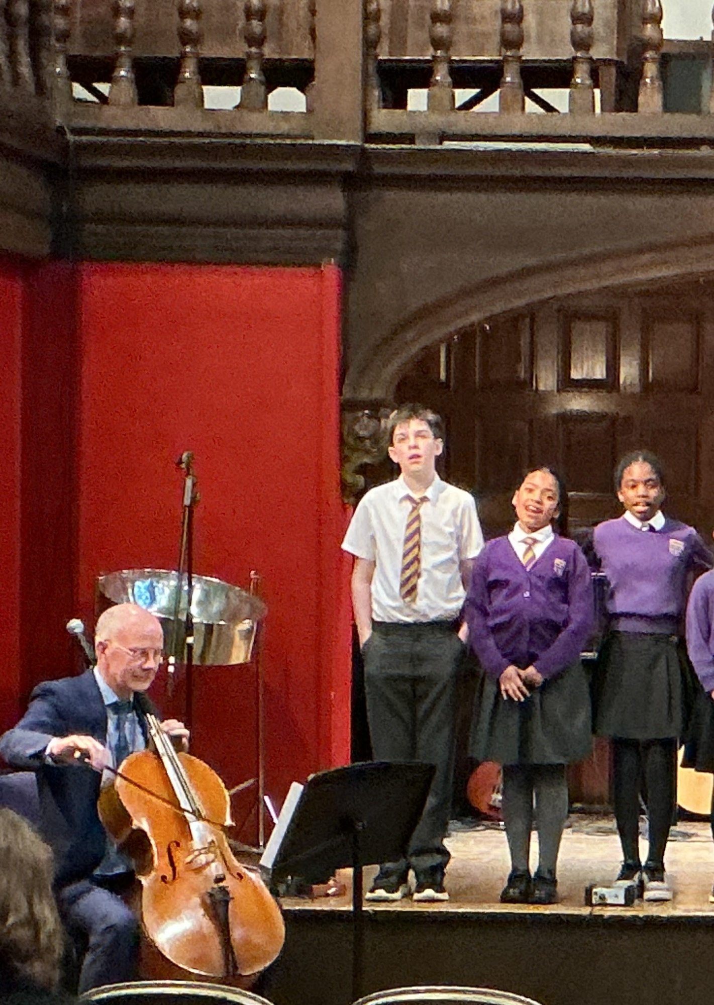 Children singing at Bradby Hall, Haileybury
